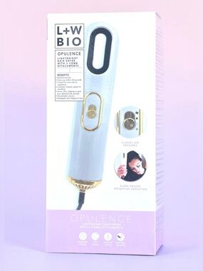 L + W BIO Opulence Lightweight Hair Dryer with 3 Comb Attachments White